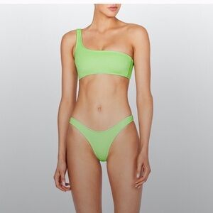 Triangl swimwear melrose lime sparkle one shoulder set